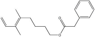 Phenylacetic acid 5,6-dimethyl-5,7-octadienyl ester Struktur