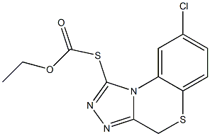 [(8-Chloro-4H-[1,2,4]triazolo[3,4-c][1,4]benzothiazin-1-yl)thio]formic acid ethyl ester Struktur