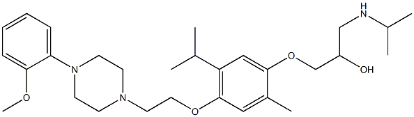 3-[4-[2-[4-(2-Methoxyphenyl)-1-piperazinyl]ethoxy]-2-methyl-5-isopropylphenoxy]-1-(isopropylamino)-2-propanol Struktur