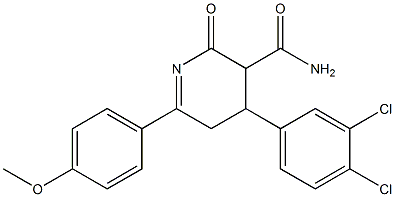 2,3,4,5-Tetrahydro-2-oxo-4-(3,4-dichlorophenyl)-6-(4-methoxyphenyl)pyridine-3-carboxamide Struktur