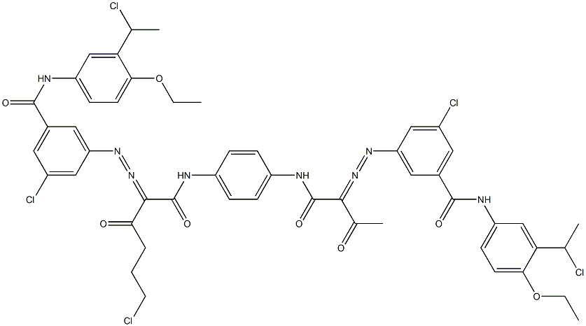 3,3'-[2-(2-Chloroethyl)-1,4-phenylenebis[iminocarbonyl(acetylmethylene)azo]]bis[N-[3-(1-chloroethyl)-4-ethoxyphenyl]-5-chlorobenzamide] Struktur