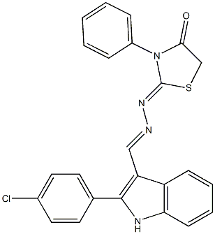 2-(4-Chlorophenyl)-1H-indole-3-carbaldehyde (3-phenyl-4-oxothiazolidin-2-ylidene)hydrazone Struktur