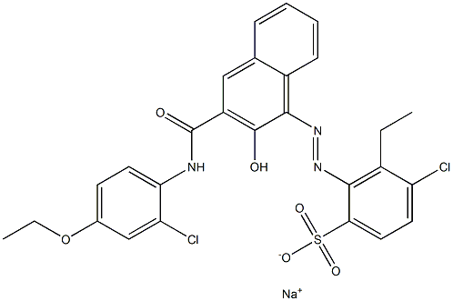 4-Chloro-3-ethyl-2-[[3-[[(2-chloro-4-ethoxyphenyl)amino]carbonyl]-2-hydroxy-1-naphtyl]azo]benzenesulfonic acid sodium salt Struktur