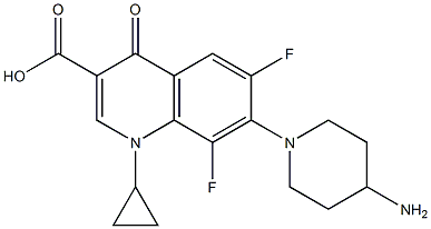 1-Cyclopropyl-1,4-dihydro-6,8-difluoro-7-(4-amino-1-piperidinyl)-4-oxoquinoline-3-carboxylic acid Struktur