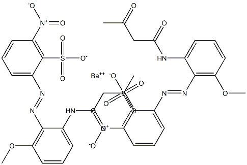 Bis[2-[2-(1,3-dioxobutylamino)-6-methoxyphenylazo]-6-nitrobenzenesulfonic acid]barium salt Struktur