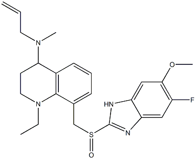 1-Ethyl-1,2,3,4-tetrahydro-4-(N-methyl-2-propenylamino)-8-(5-fluoro-6-methoxy-1H-benzimidazol-2-ylsulfinylmethyl)quinoline Struktur