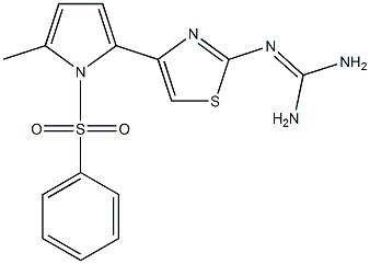 2-[[Amino(amino)methylene]amino]-4-(1-phenylsulfonyl-2-methyl-1H-pyrrol-5-yl)thiazole Struktur