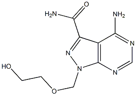 4-Amino-1-(2-hydroxyethoxymethyl)-1H-pyrazolo[3,4-d]pyrimidine-3-carboxamide Struktur