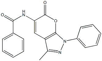 N-(1-Phenyl-3-methyl-6-oxo-6H-pyrano[2,3-c]pyrazol-5-yl)benzamide Struktur