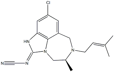 (5S)-9-Chloro-2-cyanoimino-1,2,4,5,6,7-hexahydro-5-methyl-6-(3-methyl-2-butenyl)imidazo[4,5,1-jk][1,4]benzodiazepine Struktur