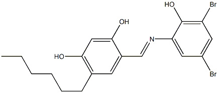 4-[[(3,5-Dibromo-2-hydroxyphenyl)imino]methyl]-6-hexylresorcinol Struktur