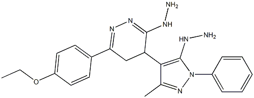 3-Hydrazino-4,5-dihydro-6-(4-ethoxyphenyl)-4-(1-phenyl-5-hydrazino-3-methyl-1H-pyrazol-4-yl)pyridazine Struktur