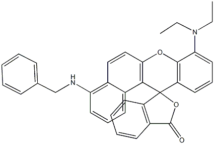 4'-Benzylamino-8'-diethylaminospiro[isobenzofuran-1(3H),12'-[12H]benzo[a]xanthen]-3-one Struktur