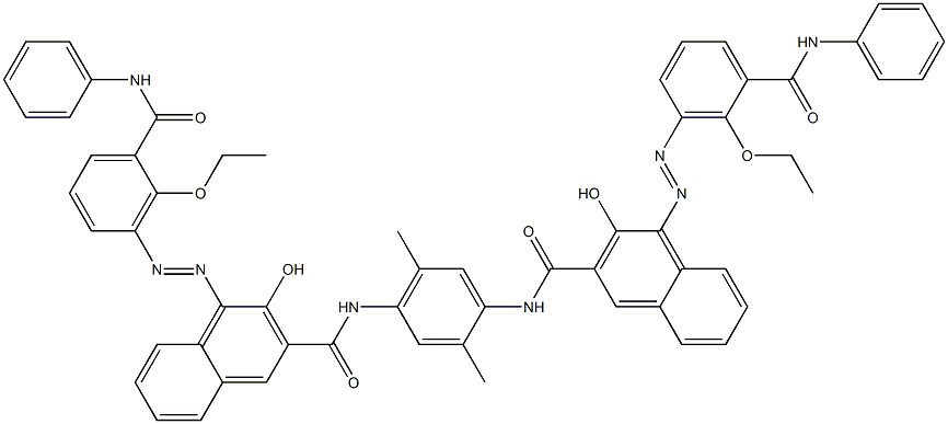 N,N'-(2,5-Dimethyl-1,4-phenylene)bis[4-[[6-ethoxy-5-(phenylcarbamoyl)phenyl]azo]-3-hydroxy-2-naphthalenecarboxamide] Struktur