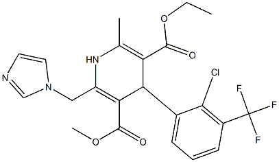 6-(1H-Imidazol-1-ylmethyl)-4-(2-chloro-3-(trifluoromethyl)phenyl)-2-methyl-1,4-dihydropyridine-3,5-dicarboxylic acid 3-ethyl 5-methyl ester Struktur