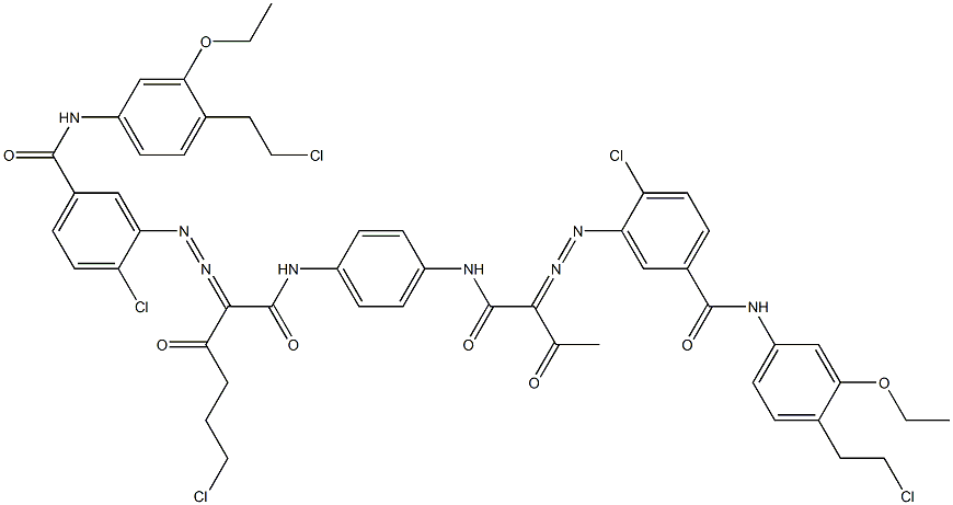 3,3'-[2-(2-Chloroethyl)-1,4-phenylenebis[iminocarbonyl(acetylmethylene)azo]]bis[N-[4-(2-chloroethyl)-3-ethoxyphenyl]-4-chlorobenzamide] Struktur