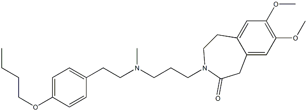 4,5-Dihydro-7,8-dimethoxy-3-[3-[N-methyl-2-(4-butoxyphenyl)ethylamino]propyl]-1H-3-benzazepin-2(3H)-one Struktur