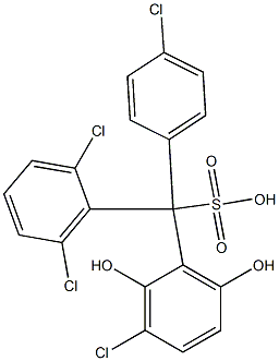 (4-Chlorophenyl)(2,6-dichlorophenyl)(3-chloro-2,6-dihydroxyphenyl)methanesulfonic acid Struktur