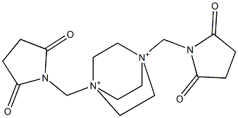 1,4-Bis[(2,5-dioxopyrrolidin-1-yl)methyl]-1,4-diazoniabicyclo[2.2.2]octane Struktur