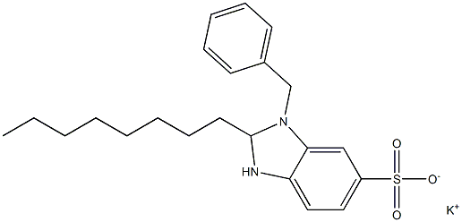 1-Benzyl-2,3-dihydro-2-octyl-1H-benzimidazole-6-sulfonic acid potassium salt Struktur