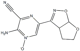 2-Amino-5-[(3a,4,5,6a-tetrahydrofuro[3,2-d]isoxazol)-3-yl]pyrazine-3-carbonitrile 1-oxide Struktur