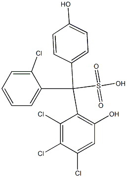 (2-Chlorophenyl)(2,3,4-trichloro-6-hydroxyphenyl)(4-hydroxyphenyl)methanesulfonic acid Struktur