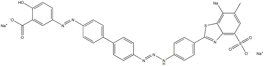 2-Hydroxy-5-[[4'-[3-[4-(6-methyl-7-sodiosulfobenzothiazol-2-yl)phenyl]triazen-1-yl]-1,1'-biphenyl-4-yl]azo]benzoic acid sodium salt Struktur