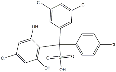 (4-Chlorophenyl)(3,5-dichlorophenyl)(4-chloro-2,6-dihydroxyphenyl)methanesulfonic acid Struktur