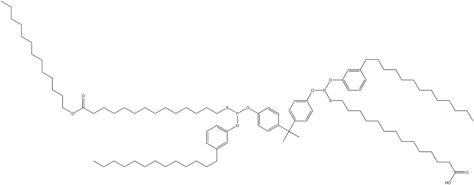 14,14'-[[Isopropylidenebis(4,1-phenyleneoxy)]bis[[(3-tridecylphenyl)oxy]phosphinediylthio]]bis(tetradecanoic acid tridecyl) ester Struktur