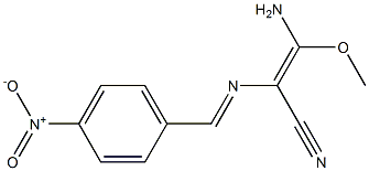 (E)-3-Amino-3-methoxy-2-[[4-nitrobenzylidene]amino]propenenitrile Struktur