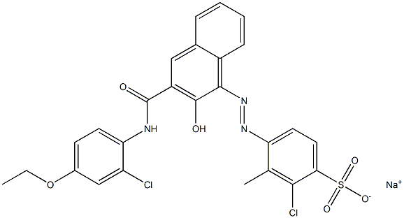 2-Chloro-3-methyl-4-[[3-[[(2-chloro-4-ethoxyphenyl)amino]carbonyl]-2-hydroxy-1-naphtyl]azo]benzenesulfonic acid sodium salt Struktur