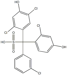 (3-Chlorophenyl)(2-chloro-4-hydroxyphenyl)(2,5-dichloro-4-hydroxyphenyl)methanesulfonic acid Struktur