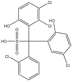 (2-Chlorophenyl)(3-chloro-6-hydroxyphenyl)(2,3-dichloro-6-hydroxyphenyl)methanesulfonic acid Struktur