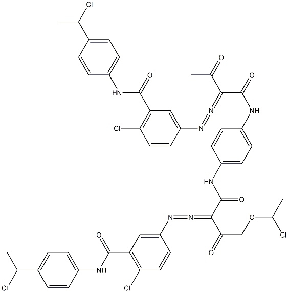 3,3'-[2-[(1-Chloroethyl)oxy]-1,4-phenylenebis[iminocarbonyl(acetylmethylene)azo]]bis[N-[4-(1-chloroethyl)phenyl]-6-chlorobenzamide] Struktur