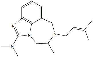 4,5,6,7-Tetrahydro-2-dimethylamino-5-methyl-6-(3-methyl-2-butenyl)imidazo[4,5,1-jk][1,4]benzodiazepine Struktur