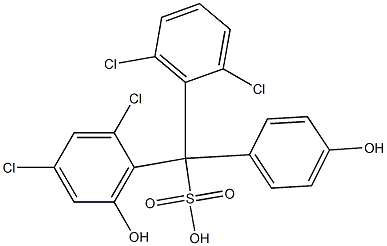 (2,6-Dichlorophenyl)(2,4-dichloro-6-hydroxyphenyl)(4-hydroxyphenyl)methanesulfonic acid Struktur