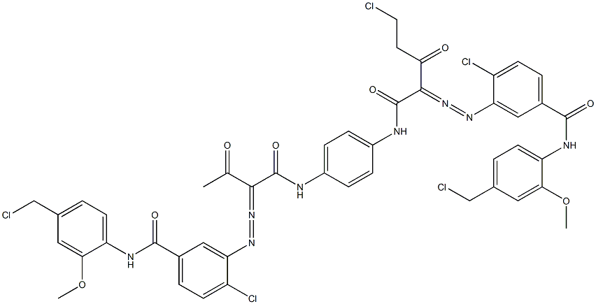 3,3'-[2-(Chloromethyl)-1,4-phenylenebis[iminocarbonyl(acetylmethylene)azo]]bis[N-[4-(chloromethyl)-2-methoxyphenyl]-4-chlorobenzamide] Struktur