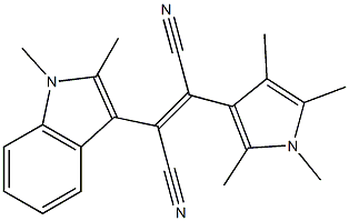 1,2-Dimethyl-3-[1,2-dicyano-2-(1,2,4,5-tetramethyl-1H-pyrrol-3-yl)ethenyl]-1H-indole Struktur