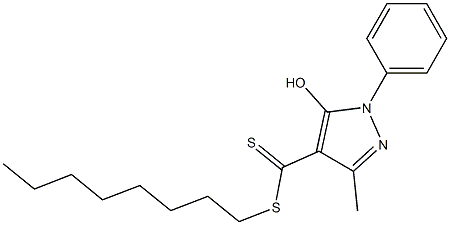 1-Phenyl-3-methyl-5-hydroxy-1H-pyrazole-4-dithiocarboxylic acid octyl ester Struktur