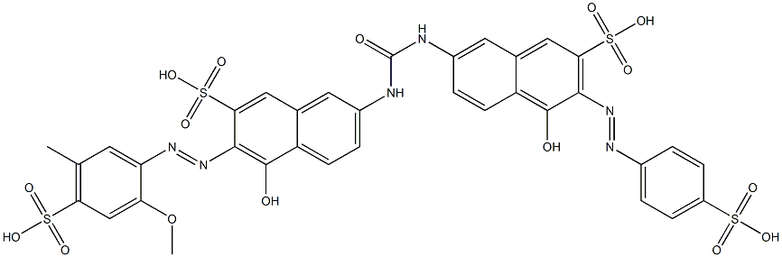 4-Hydroxy-7-[[[[5-hydroxy-6-[(2-methoxy-5-methyl-4-sulfophenyl)azo]-7-sulfo-2-naphthalenyl]amino]carbonyl]amino]-3-[(4-sulfophenyl)azo]-2-naphthalenesulfonic acid Struktur