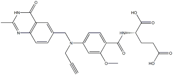 (2S)-2-[2-Methoxy-4-[N-[(3,4-dihydro-2-methyl-4-oxoquinazolin)-6-ylmethyl]-N-(2-propynyl)amino]benzoylamino]glutaric acid Struktur