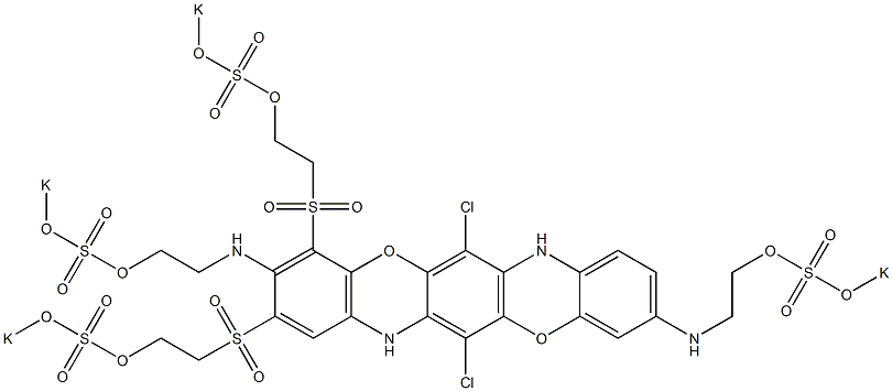 6,13-Dichloro-3,10-bis[2-(potassiooxysulfonyloxy)ethylamino]-2,4-bis[2-(potassiooxysulfonyloxy)ethylsulfonyl]-5,12-dioxa-7,14-diazapentacene Struktur