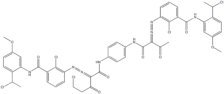 3,3'-[2-(Chloromethyl)-1,4-phenylenebis[iminocarbonyl(acetylmethylene)azo]]bis[N-[2-(1-chloroethyl)-5-methoxyphenyl]-2-chlorobenzamide] Struktur