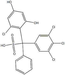 (6-Chloro-2,4-dihydroxyphenyl)(3,4,5-trichlorophenyl)phenylmethanesulfonic acid Struktur