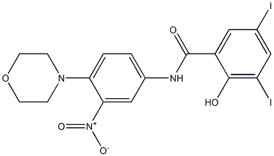 2-Hydroxy-3,5-diiodo-N-[4-morpholino-3-nitrophenyl]benzamide Struktur