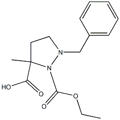 1-Benzylpyrazolidine-2,3-dicarboxylic acid 2-ethyl 3-methyl ester Struktur