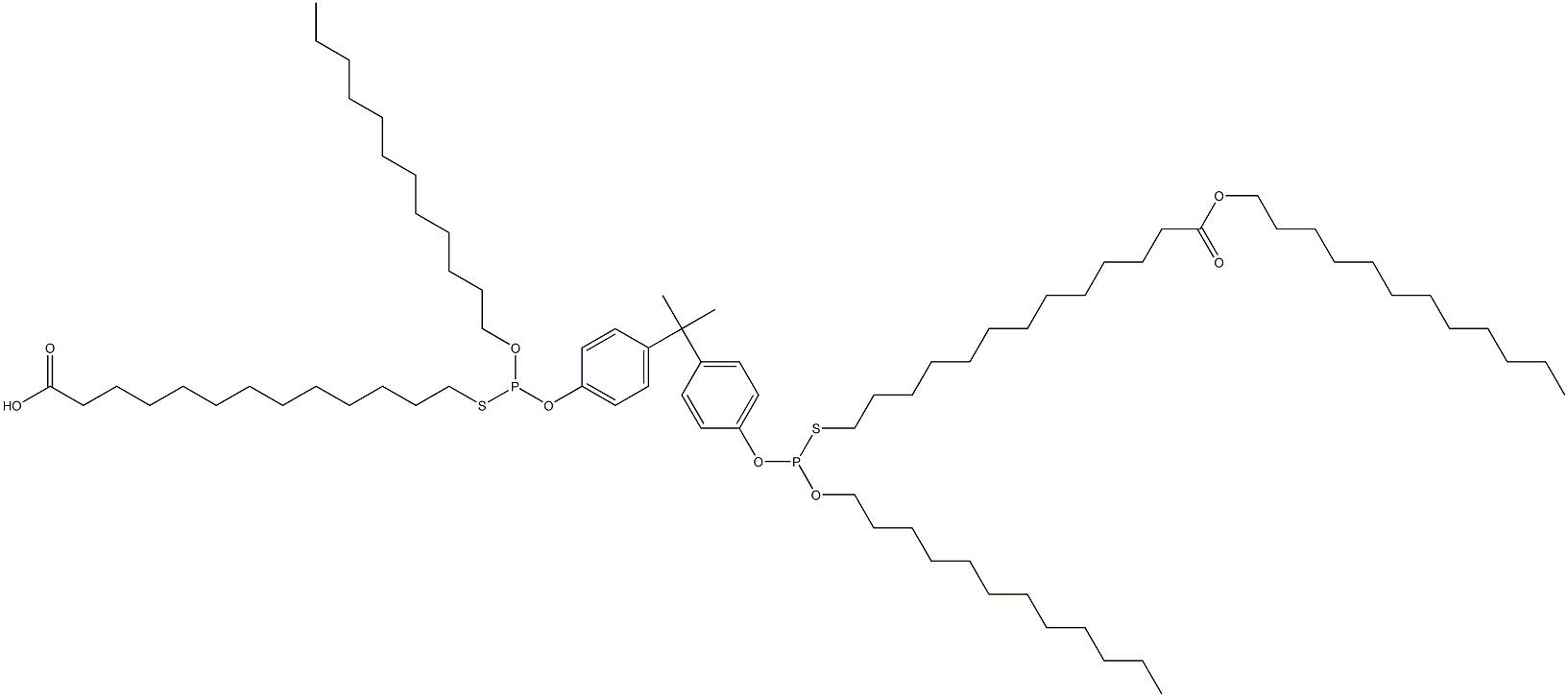 13,13'-[[Isopropylidenebis(4,1-phenyleneoxy)]bis[(dodecyloxy)phosphinediylthio]]bis(tridecanoic acid dodecyl) ester Struktur