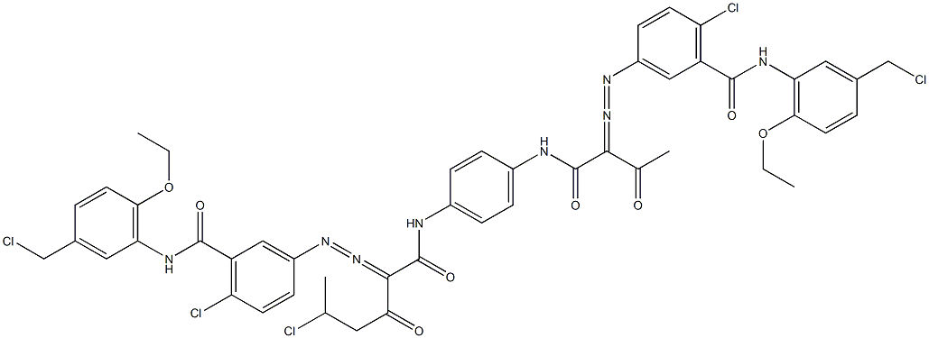 3,3'-[2-(1-Chloroethyl)-1,4-phenylenebis[iminocarbonyl(acetylmethylene)azo]]bis[N-[3-(chloromethyl)-6-ethoxyphenyl]-6-chlorobenzamide] Struktur