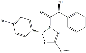 (2R)-2,3-Dihydro-5-(methylthio)-3-[(2S)-2-hydroxy-2-phenylacetyl]-2-(4-bromophenyl)-1,3,4-thiadiazole Struktur