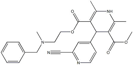 4-(2-Cyanopyridin-4-yl)-1,4-dihydro-2,6-dimethylpyridine-3,5-dicarboxylic acid 3-methyl 5-[2-(N-methyl-N-benzylamino)ethyl] ester Struktur